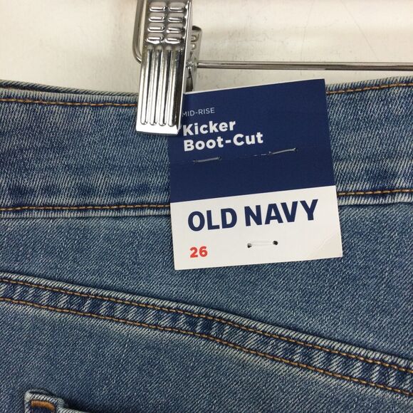 Old Navy Women Mid Rise Kicker Boot Cut Denim Jeans Willow Blue Plus Size 26 NWT - Picture 11 of 15